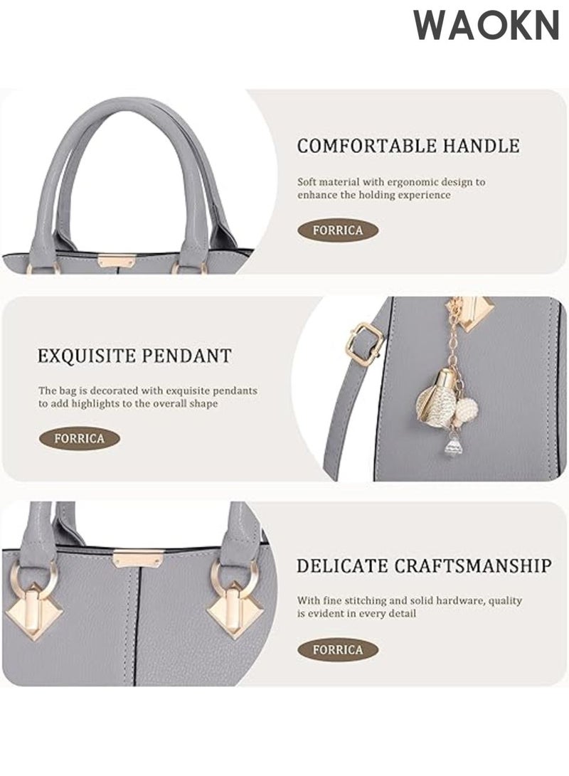 WAOKN Elegant Women's Handbag Shoulder Bags , Backpacks Travel Bag , Shopper Satchel Messenger Messenger Bag , Pouch Waterproof PU Leather , Fashionable and versatile , large capacity handbag , unisex , grey. - Image 2